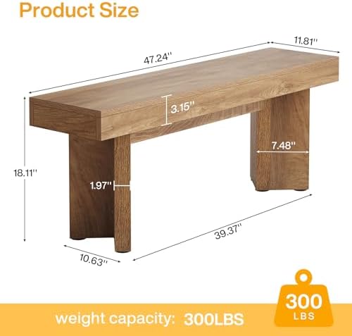 tribesigns 47" wooden entryway bench, farmhouse indoor end shown in use