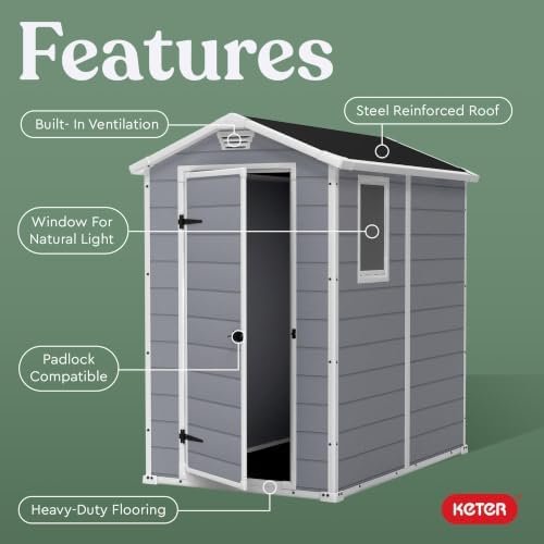 keter manor 4x6 resin outdoor storage shed kit-perfect, close-up detail