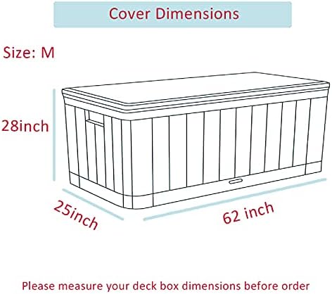 deck box cover, waterproof 600d oxford, 62 x shown in use