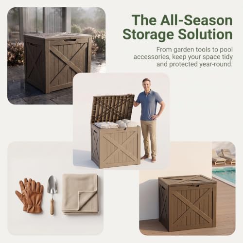 nicbex 32 gallon waterproof resin storage deck box, package contents