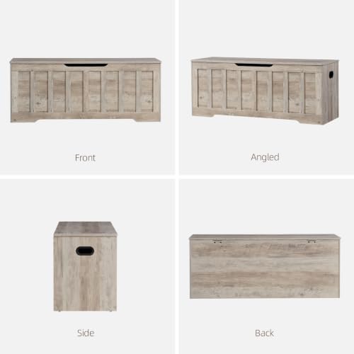 vankiley 47.2" storage chest extra large,wooden storage bench(greige)., view 9