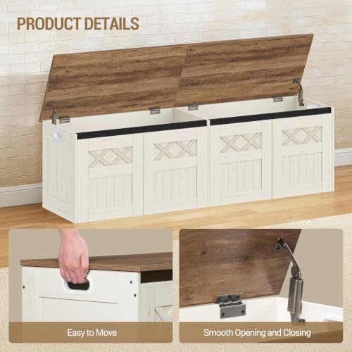 hzuaneri 59" farmhouse storage chest and bench |, side view
