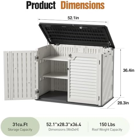 31 cu.ft resin outdoor storage cabinet with 2 shown in use