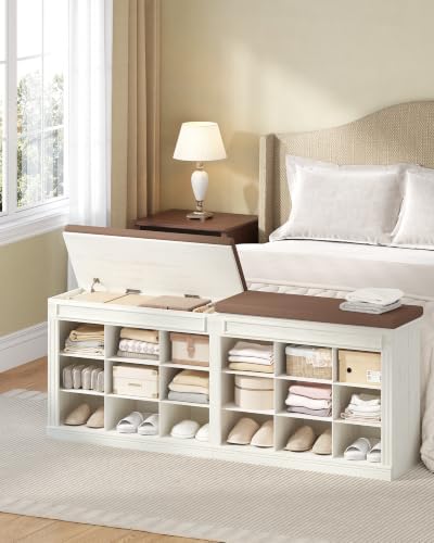 hzuaneri shoe storage bench with cushion,18-cubby shoe rack on a desk or shelf