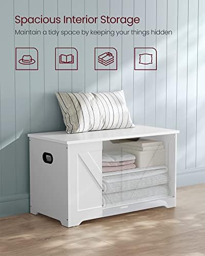vasagle storage chest with 2 safety hinges, 15.7 showing dimensions
