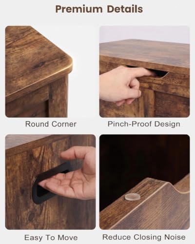 timberer 31.5" storage chest with 2 safety hinges on a desk or shelf