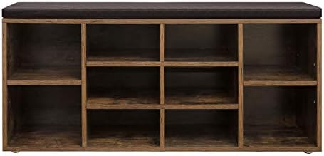 vasagle custos collection - shoe bench, storage bench showing dimensions