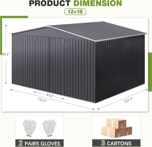 polar aurora 10x12 outdoor storage metal shed with shown in use