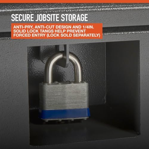 ironton 47.5in. jobsite box, gray, carbon steel shown in use