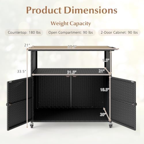 happygrill outdoor storage cabinet with wheels, pe rattan, view 9