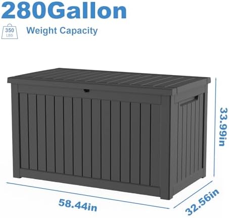 outdoor waterproof resin storage deck box lockable outside shown in use