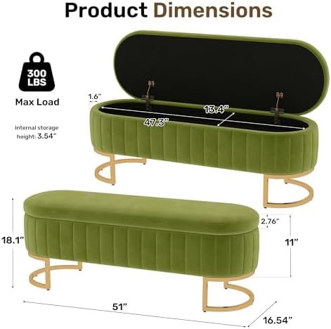 51 velvet storage ottoman bench end of bed shown in use