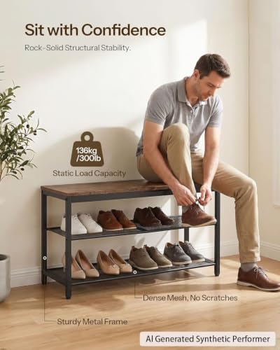 hoobro shoe bench, 3-tier shoe rack, industrial shoe showing dimensions