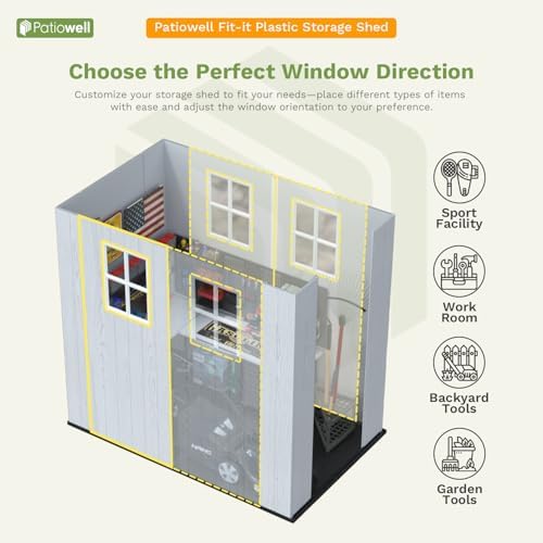 patiowell 4x6 ft plastic outdoor storage shed with, package contents