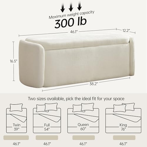 vknow storage bench, upholstered storage ottoman bench with shown in use