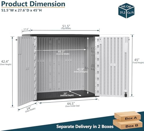 homspark outdoor storage shed 37 cu.ft, all-weather resistant, close-up detail