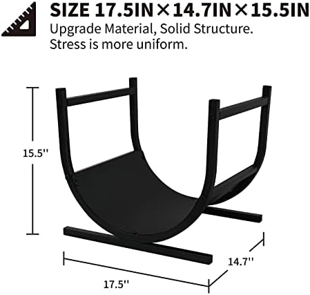 17.5" firewood log rack for firewood, u-shaped heavy-duty, close-up detail