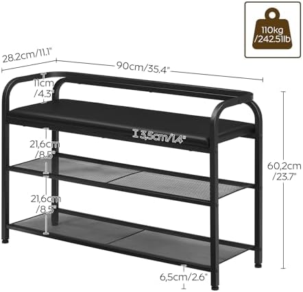 yatiney shoe bench with backrest, 35.4" long entryway, close-up detail