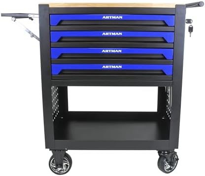 36" tool box with wheels 4 drawers rolling showing dimensions