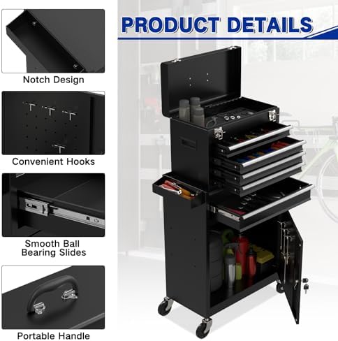 5 drawer tools chest, tool cabinet with universal showing dimensions