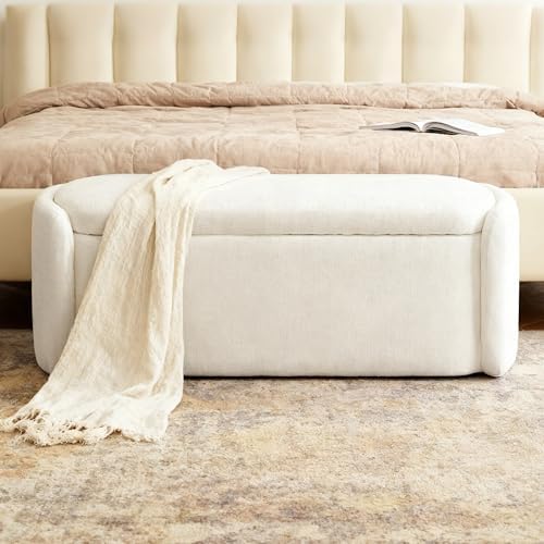 vknow storage bench, upholstered storage ottoman bench with, close-up detail