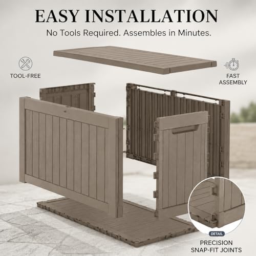 300 gallon outdoor storage box resin deck box showing dimensions