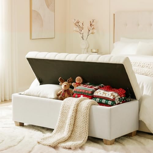 60" storage bench, modern glam chenille ottoman for, close-up detail