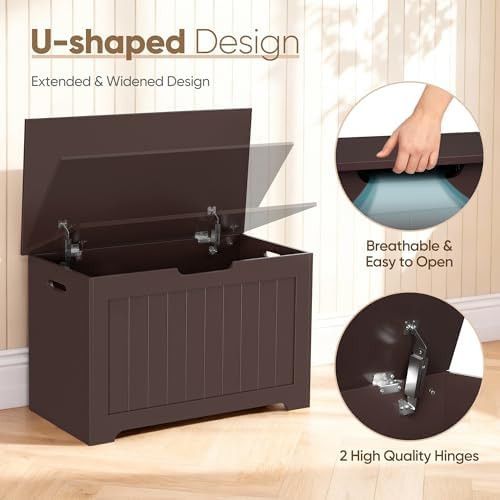 zenstyle storage chest, wood storage bench with 2 on a desk or shelf