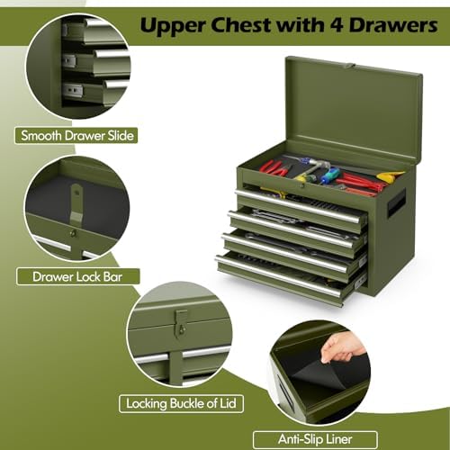 ironmax 2-in-1 detachable rolling metal tool chest, 5 showing dimensions