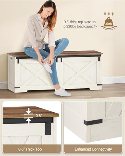 hzuaneri 47" farmhouse storage chest and bench | on a desk or shelf