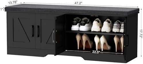 homsho farmhouse shoe storage bench with 4 barn, close-up detail