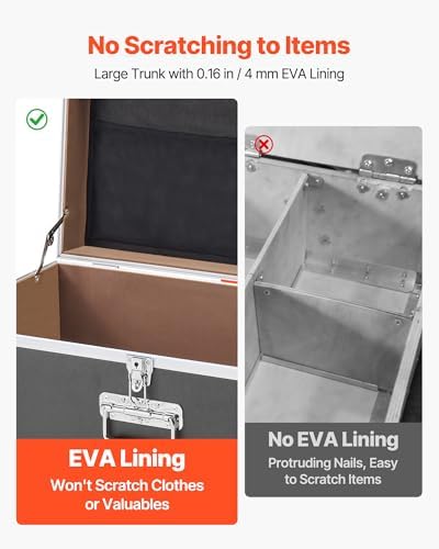 vevor storage trunk, set of 2, wooden suitcase, side view