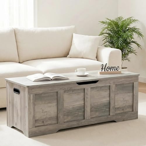 timberer 47.2" storage chest extra large storage bench, front angle view