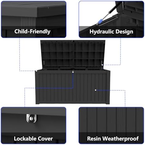 300 gallon outdoor storage box resin deck box showing dimensions