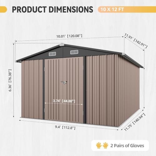 aoxun 10x12ft shed with floor galvanized steel outdoor shown in use