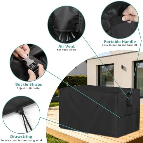 outdoor storage box cover for 260 gallon deck showing dimensions