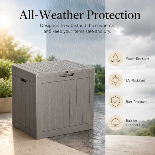 outdoor storage box resin deck box waterproof gray, view 11