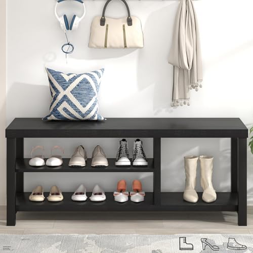 excefur shoe bench, rustic wooden storage bench for on a desk or shelf