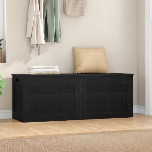 hzuaneri 47 inches rustic storage chest and bench on a desk or shelf