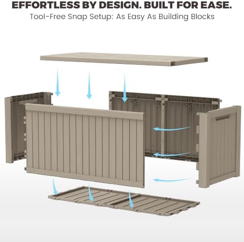 outdoor storage box, 200 gallon waterproof deck box, package contents