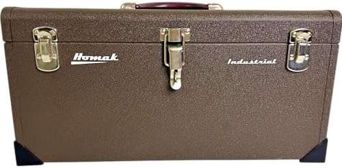 homak 20-inch industrial steel toolbox, brown wrinkle powder, close-up detail