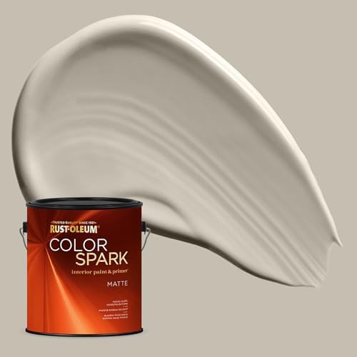 Rust-Oleum Color Spark Paint & Primer, Tribeca, Matte | Sophisticated warm greige-taupe. One-coat coverage for walls, trim & ceilings; washable & durable. Gallon.