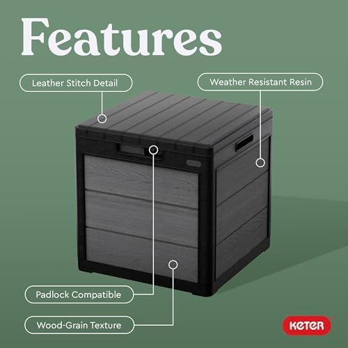keter cortina 30 gallon resin deck box for, front angle view