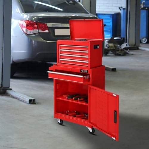 tuffiom 5-drawer rolling tool chest, tool storage cabinet shown in use