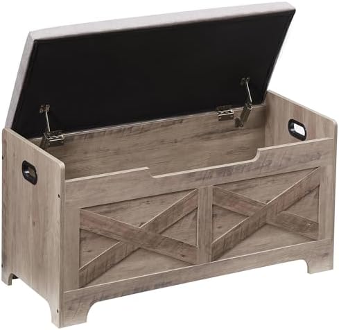 garveehome 39.4 in storage chest, wooden storage bench, side view