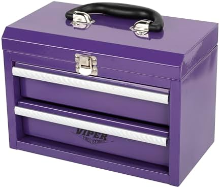 viper tool storage 11-inch 2-drawer portable toolbox, purple, main product view