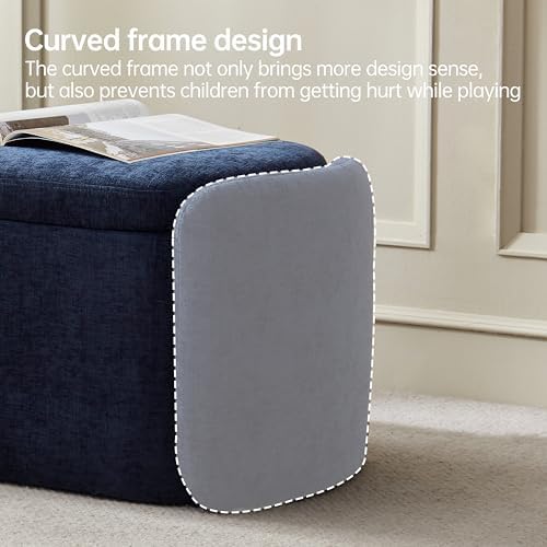 vknow storage bench, upholstered storage ottoman bench with, side view