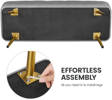 yaheetech storage ottoman bench for bedroom, velvet end on a desk or shelf