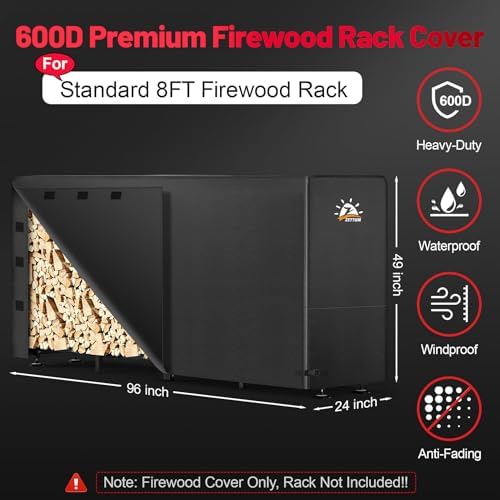 zettum firewood rack cover 8 feet - 600d, close-up detail