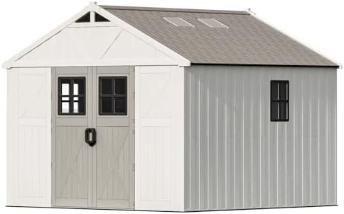 patiowell 10x10 ft resin outdoor storage shed with, view 9